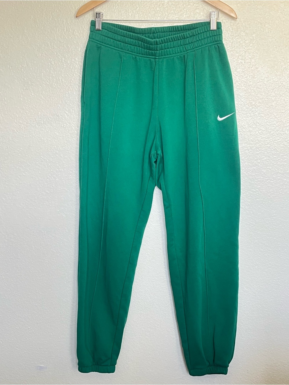 Nike Green Fleece Joggers with White Swoosh